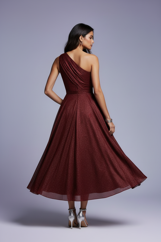 Wine Red Dress Back View