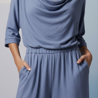 Cowl Neck Jumpsuit Detail Close-up