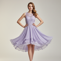 Modern Short Dress - Lavender Color Front View