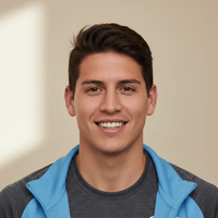 Man wearing a gray hoodie with a blue jacket over it against a plain background
