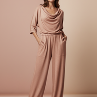 Rose Gold Cowl Neck Jumpsuit