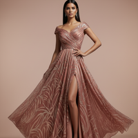 Rose Gold Embellished Evening Gown