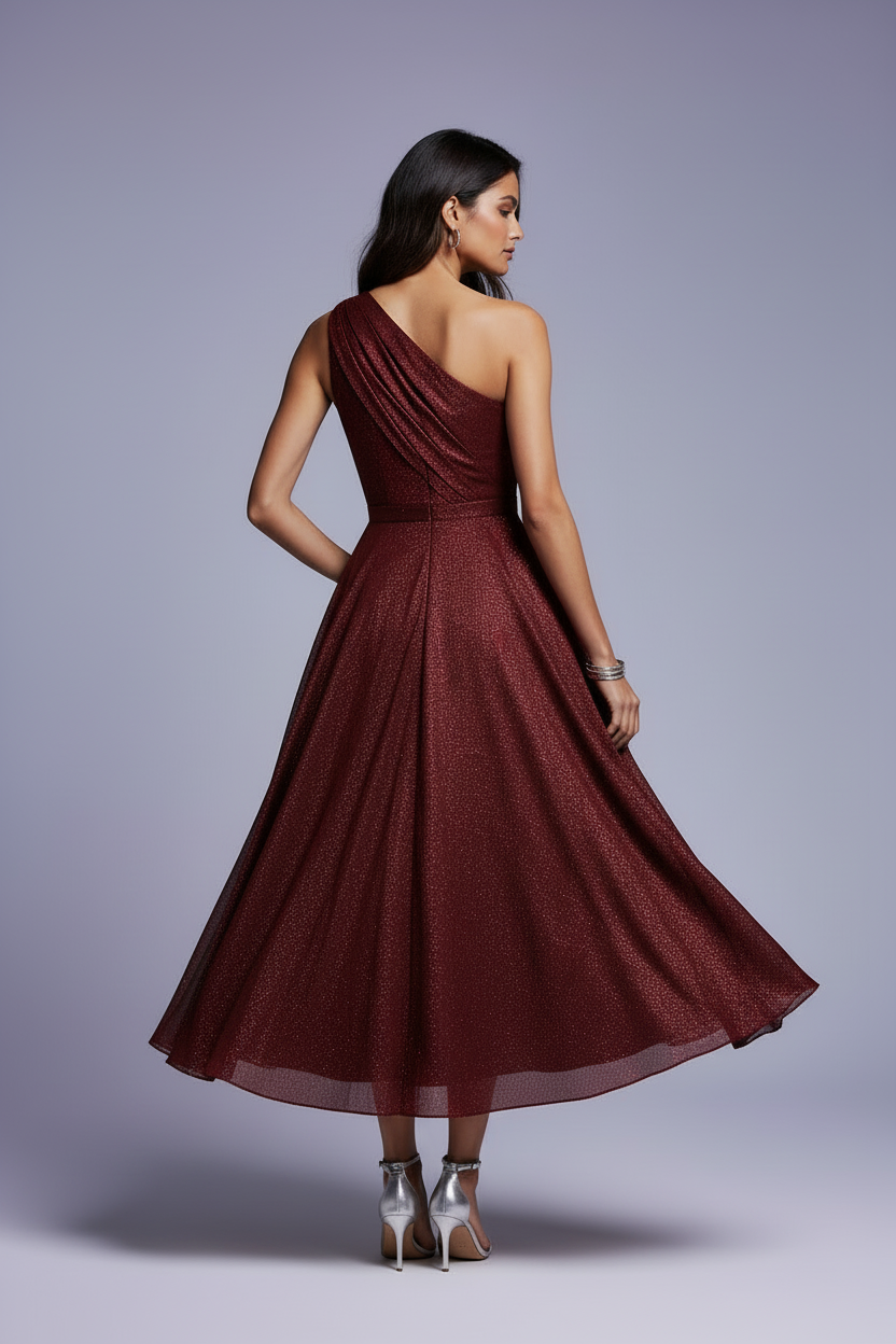 Wine Red Dress Back View