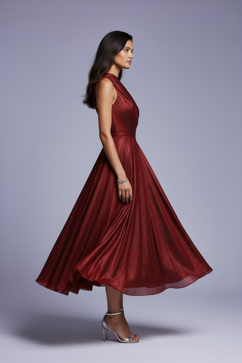 Wine Red Dress Side View